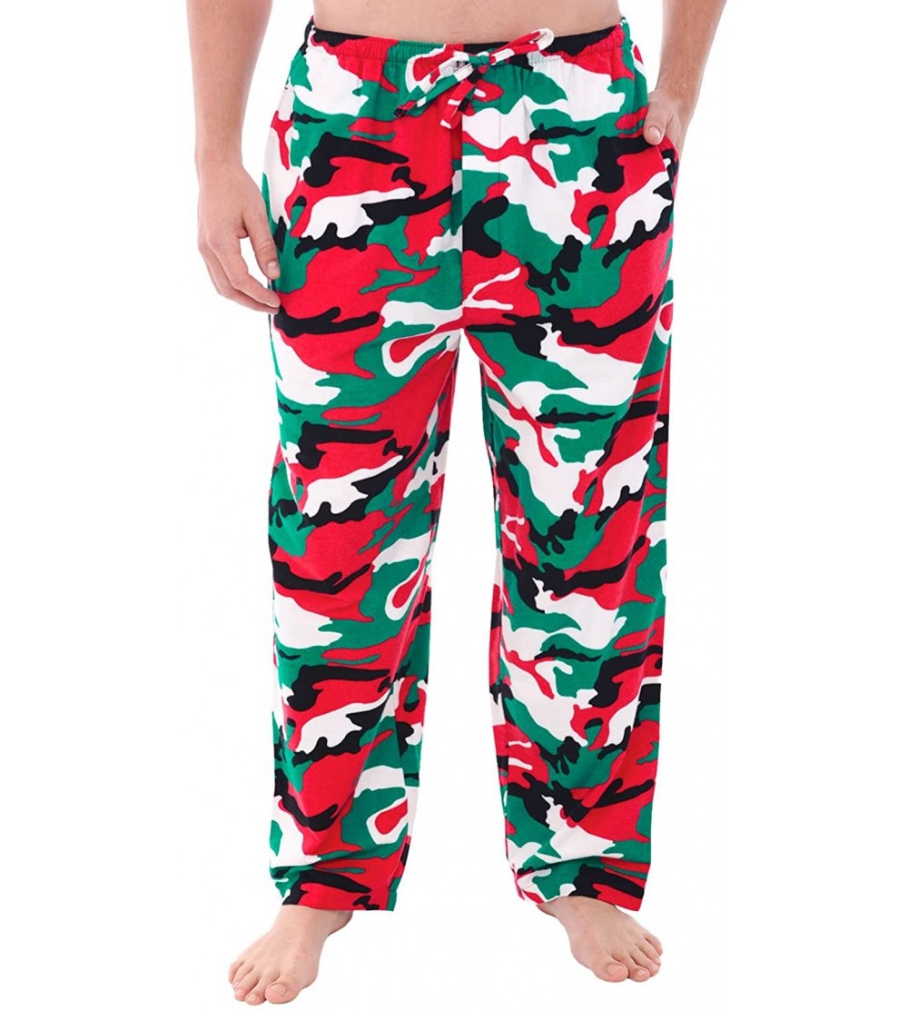 Sleep Bottoms Men's Lightweight Flannel Pajama Pants- Long Cotton Pj Bottoms - Christmas Camouflageuflage - CB18TUL7WNM $18.84