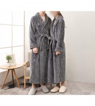 Robes Men's Winter Lengthened Bathrobe Home Shawl Long Sleeved Robe Coat Men Robe Bathrobe Men - C - C219208GATY $42.44