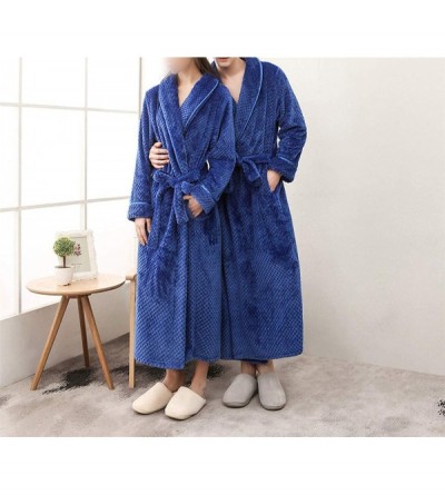 Robes Men's Winter Lengthened Bathrobe Home Shawl Long Sleeved Robe Coat Men Robe Bathrobe Men - C - C219208GATY $42.44