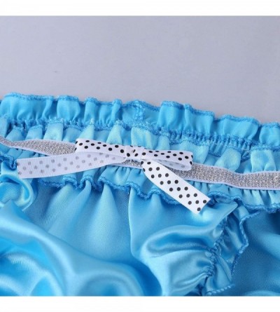 Briefs Men's Frilly Satin Sissy Pouch Briefs Crossdress Underwear Stretchy Panties with Garters - Blue - C519D3KDKXG $20.27