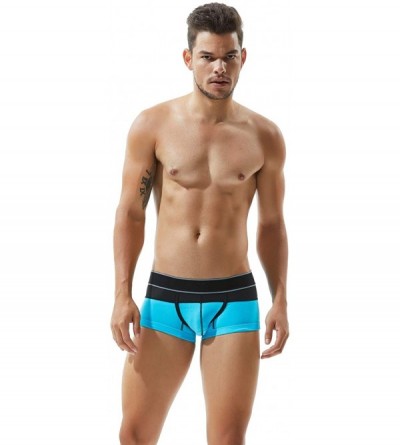 Boxer Briefs Mens Low Rise Sexy Trunk Boxer Brief Short Pants Underwear - 7206 Aqua - CG18HMYXRC8 $18.65