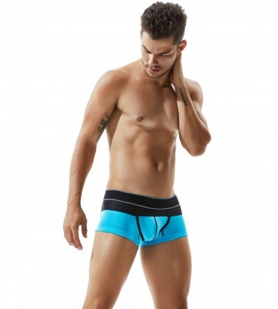 Boxer Briefs Mens Low Rise Sexy Trunk Boxer Brief Short Pants Underwear - 7206 Aqua - CG18HMYXRC8 $18.65