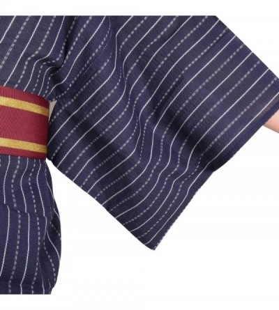 Robes Men's Japanese Traditional Kimono Robe Long Sleeve Spa Bathrobe Easy Wearing Yukata Sleepwear Nightgown Unisex OBI Belt...