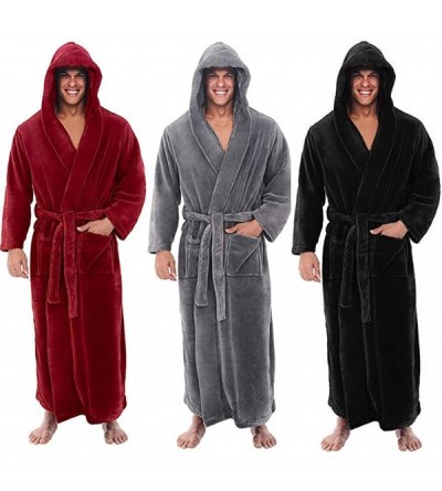 Robes Men's Big and Tall Full Length Long Bathrobe House Coat Pajamas - Gray - C7193GN9CKM $24.27