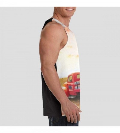 Undershirts Men Muscle Tank Top Summer Beach Holiday Fashion Sleeveless Vest Shirts - Red Truck American Flag - CO19DE9YZAY $...