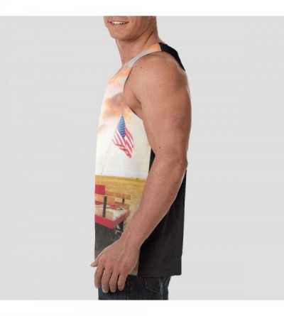 Undershirts Men Muscle Tank Top Summer Beach Holiday Fashion Sleeveless Vest Shirts - Red Truck American Flag - CO19DE9YZAY $...