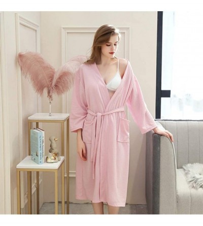 Robes Couple's Kimono Robe Spa Bathrobe Set - Unisex Lounge Robes for Family Men/Women Luxurious Plush with Pockets - Pink-wo...