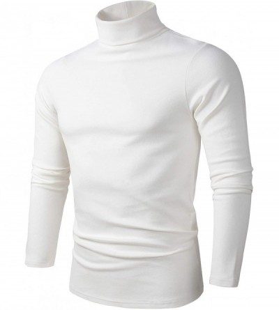 Thermal Underwear Men's Soft Cotton Turtleneck Tops Basic Layering Thermal Tee - Ivory - C618Y3YTZ92 $23.02