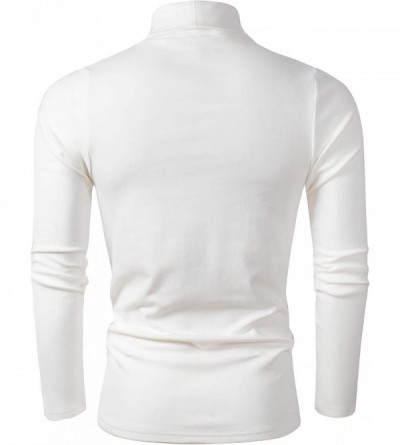 Thermal Underwear Men's Soft Cotton Turtleneck Tops Basic Layering Thermal Tee - Ivory - C618Y3YTZ92 $23.02