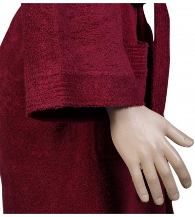 Robes Men's Short Kimono Bathrobe Turkish Cotton Terry Cloth Robe - Burgundy - CA11LXFV3FT $34.45