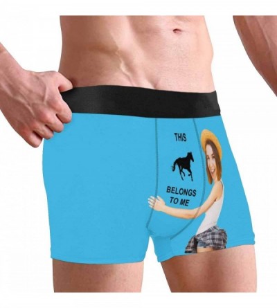 Boxers Custom Face Boxer Briefs for Man Briefs Panties Photo for Men Hug The Horse on Black - Type15 - CY19D8IMSEX $27.16