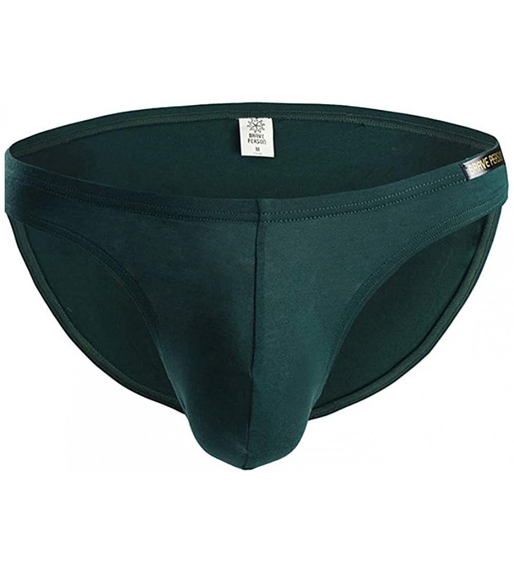 Sexy Men Model Briefs Underwear Mens Low Rise Bikini Bulge Enhancing - Deep  Green - C0183GK5NMK