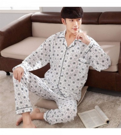 Sleep Sets Men Pyjama Set Cotton Spring Men Pajama Suit Plaid Full Sleeve Pajama Male Two Piece Nightwear Sleep - Men Pajamas...