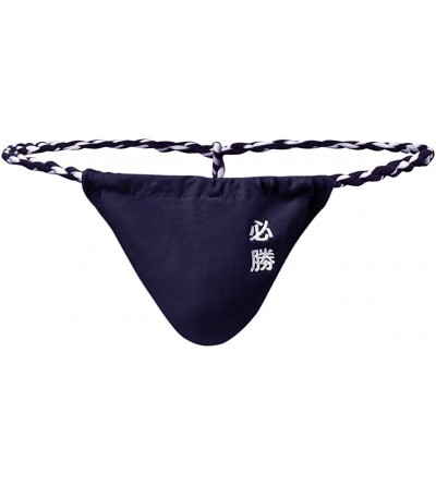 Mens Sexy Low Rise G-String Underwear Men's T-Back Thong Briefs for Men -  Navy - C118WR8L5WU
