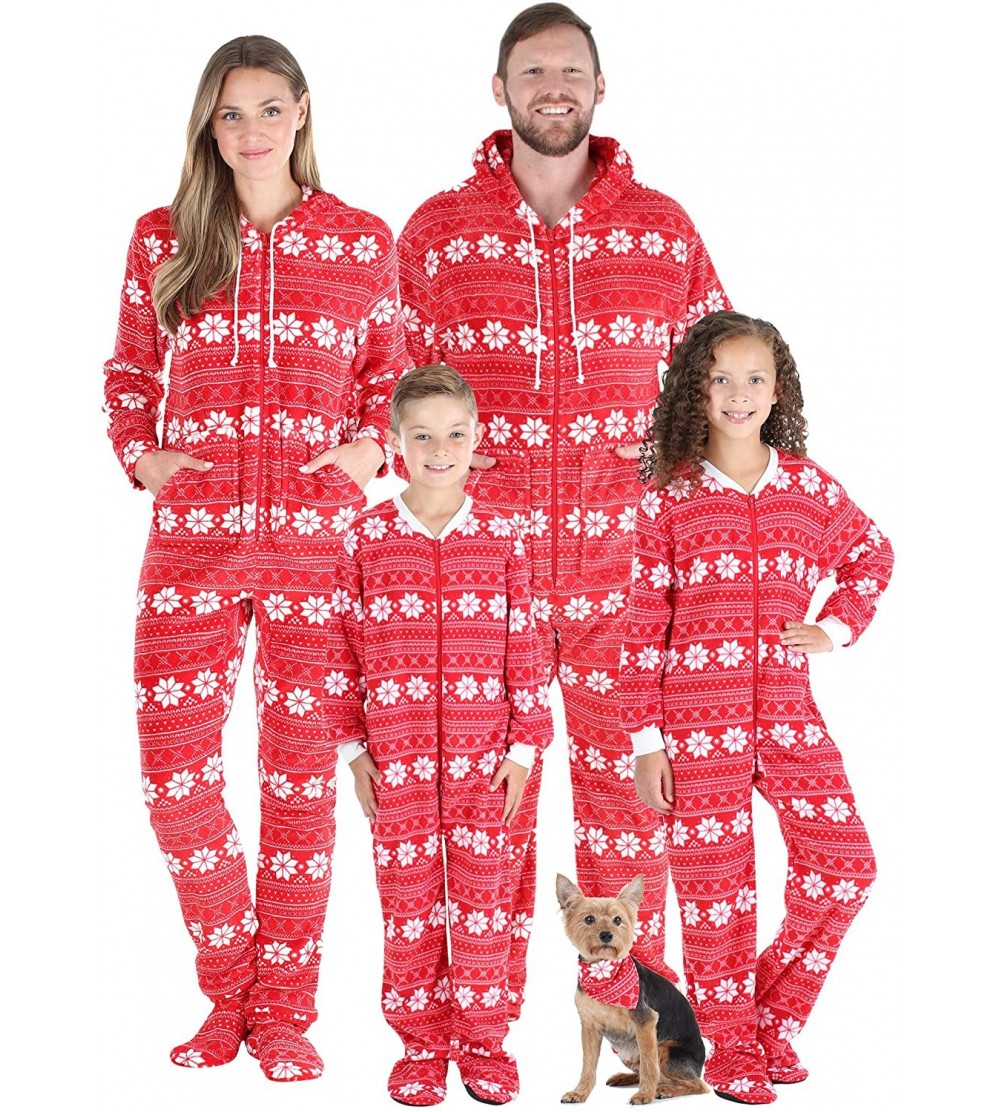 Sleep Sets Family Matching Christmas Onesies Fleece Hooded Footed Pajamas - Infants-red Snowflake - CD18QEUHEW5 $14.51