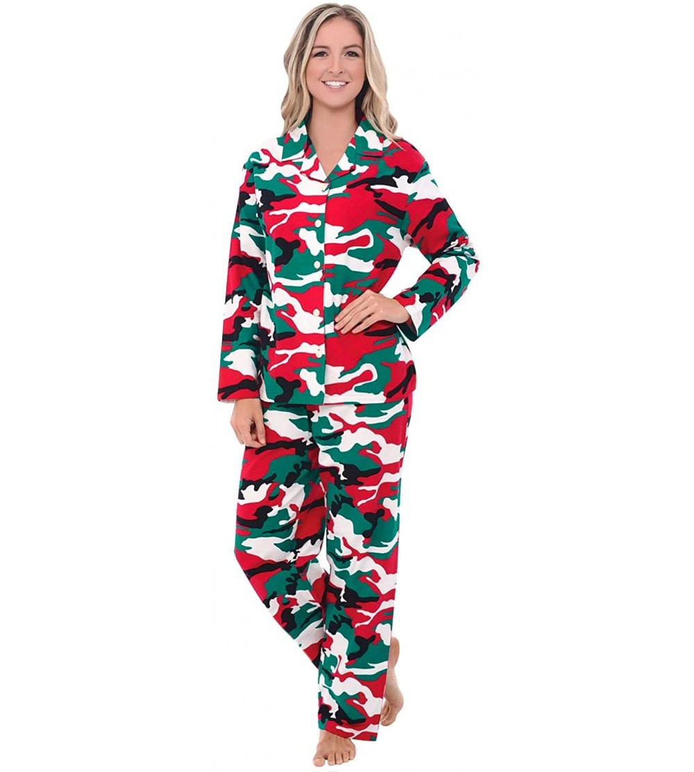 Sleep Sets His and Hers Lightweight Flannel Pajamas- Long Button Down Cotton Pj Set - Christmas Camouflage - CI11N5ED7LJ $34.84