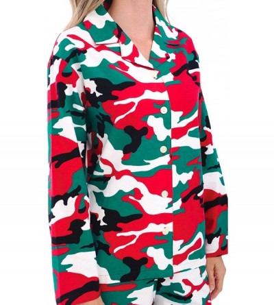 Sleep Sets His and Hers Lightweight Flannel Pajamas- Long Button Down Cotton Pj Set - Christmas Camouflage - CI11N5ED7LJ $34.84