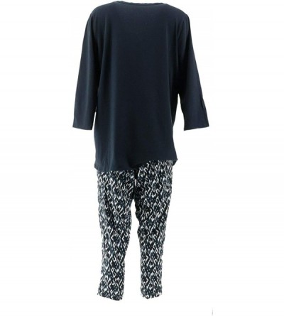 Sleep Sets Jersey Knit Tunic Slim Pant Lounge Set A301851 - Navy - C818UMGWW08 $24.82