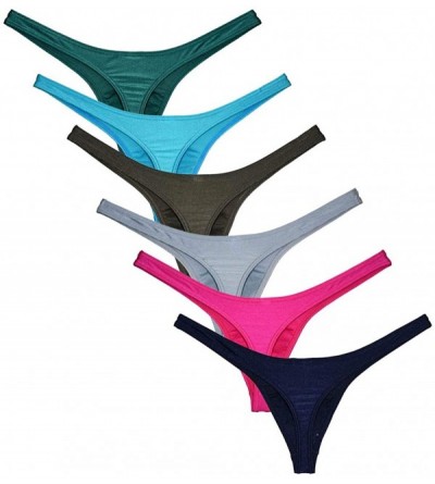 G-Strings & Thongs Men Pouch Thong Drawing Spandex T-Back Stretchy Mini Briefs Bikini Underwear - 6pcs - CZ18RGLX9RN $33.34