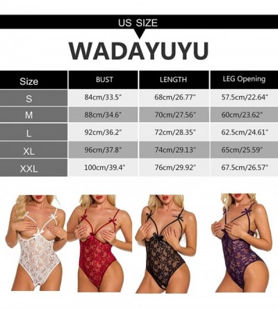 Baby Dolls & Chemises Sexy One Piece Teddy Lingerie for Women Lace Babydoll Mini Bodysuit - Blue - C4192W3XK4E $16.38