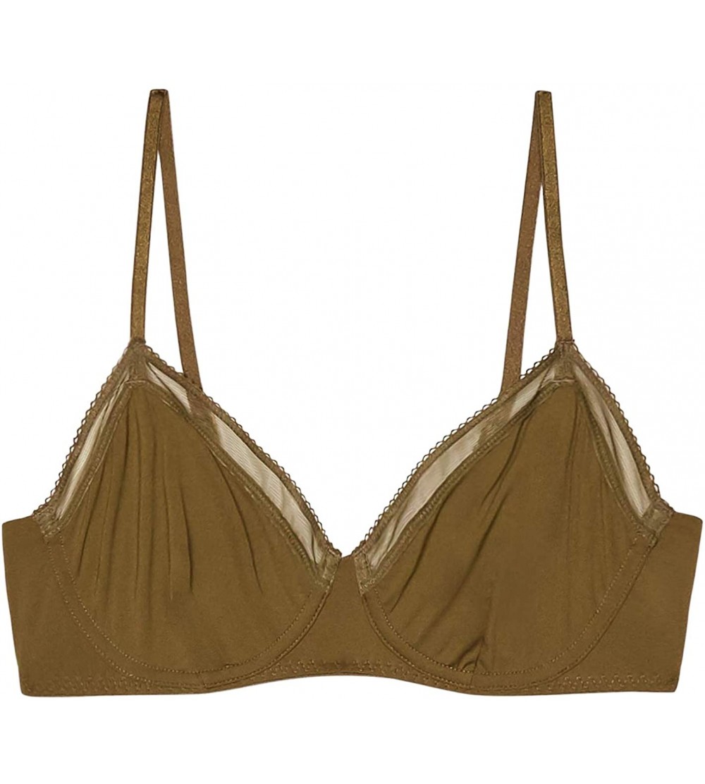 Bras Women's Unlined Microfiber Demi Cup Bra - Military Green - CH18UTGTHQW $38.67