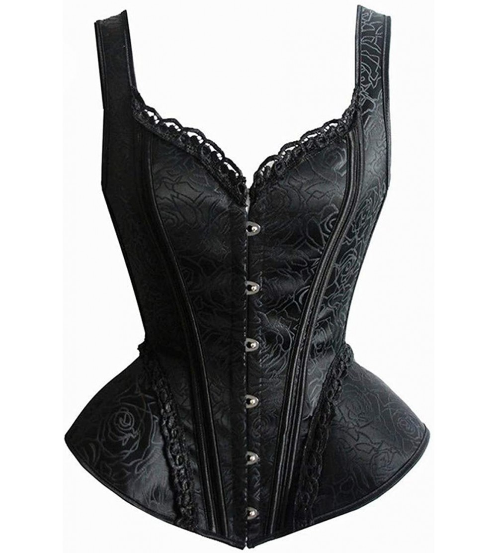 Bustiers & Corsets Retro Corset Steampunk Floral Boned Corsets Tops Women Lace Strap Slim Bustiers Gothic Lace Up Corselet - ...