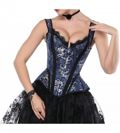 Bustiers & Corsets Retro Corset Steampunk Floral Boned Corsets Tops Women Lace Strap Slim Bustiers Gothic Lace Up Corselet - ...