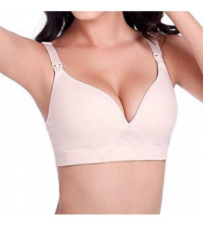 Accessories Women Open Nursing Bra Seamless Crossover Push up Maternity Breastfeeding Bras - Beige - CF18UD6DSRQ $14.12