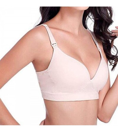 Accessories Women Open Nursing Bra Seamless Crossover Push up Maternity Breastfeeding Bras - Beige - CF18UD6DSRQ $14.12