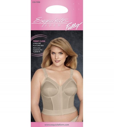 Bras Fully Women's Front Close Longline Bra 5107530 - Beige - CT17AZCSQTY $20.70