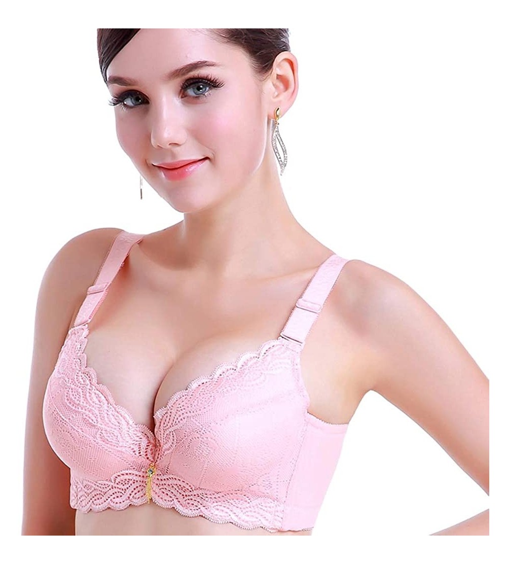 Bras Bras for Women Sexy Push Up Bra Lace Underwire Embroidered Brassiere - Pink - C91838TQU4M $15.71