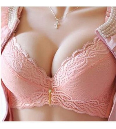 Bras Bras for Women Sexy Push Up Bra Lace Underwire Embroidered Brassiere - Pink - C91838TQU4M $15.71