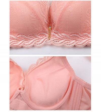 Bras Bras for Women Sexy Push Up Bra Lace Underwire Embroidered Brassiere - Pink - C91838TQU4M $15.71