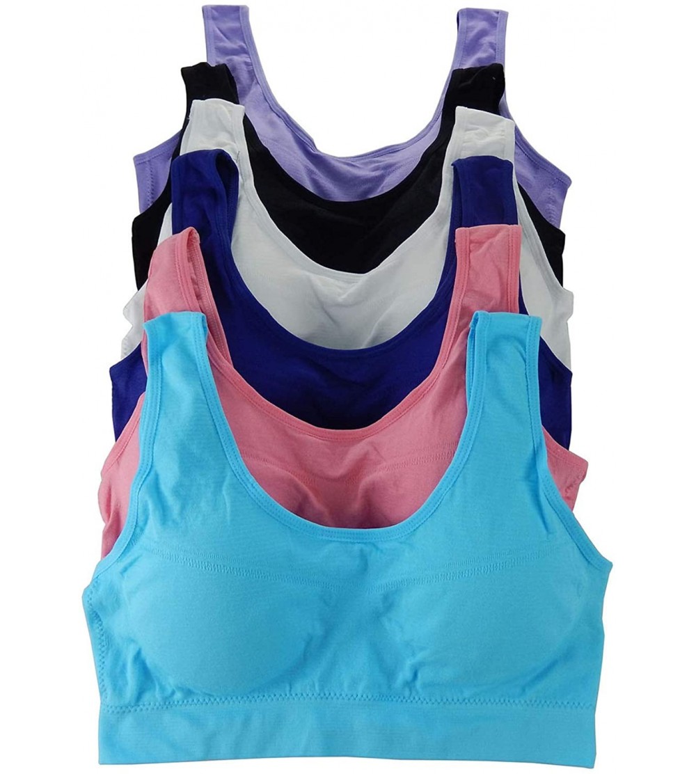 Bras 6 Pieces Free Size Women Removable Padding Seamless Top Sports Bra (S-2XL) - 303plus-13top - C118YQTY7LI $29.52