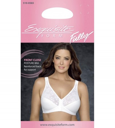 Bras Fully Women's Front Close Posture Bra With Lace 5100565 - White - CJ111F1RW7J $12.74